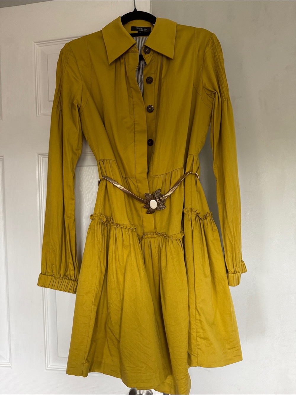Mustard Yellow Tiered Shirt Dress